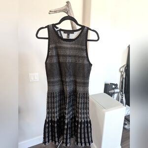WHBM black and white crochet dress